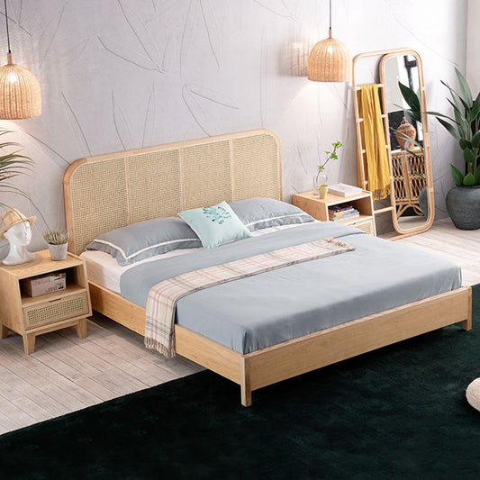 Wicker & Rattan Standard Bett tropischer Bettrahmen mit individuellen goldenen Beinen