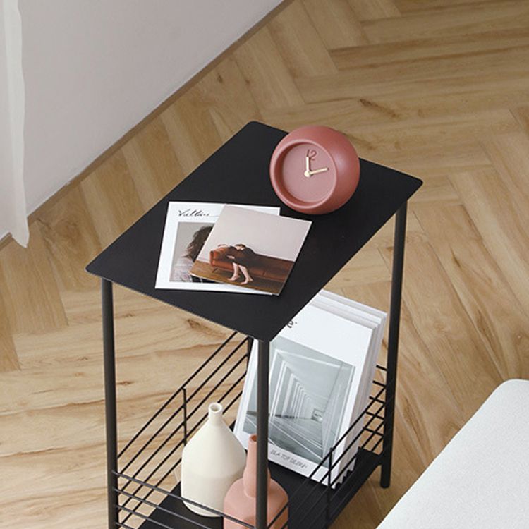 23.62" Tall Rectangular Side Accent Table Metal 4 Legs End Table