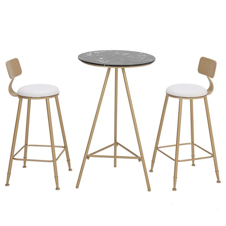 1/3 stuks glamour ijzeren staaftafel set rond bistro set met witte faux marmeren top