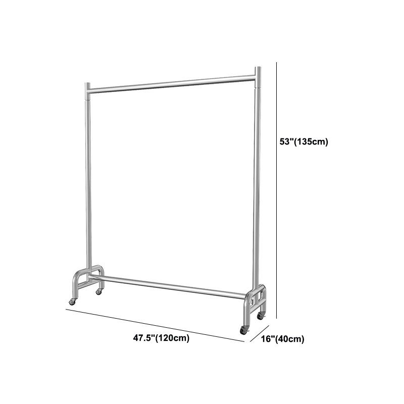 Industriële jas hanger roestvrijstalen hangende rail en castors hal boom