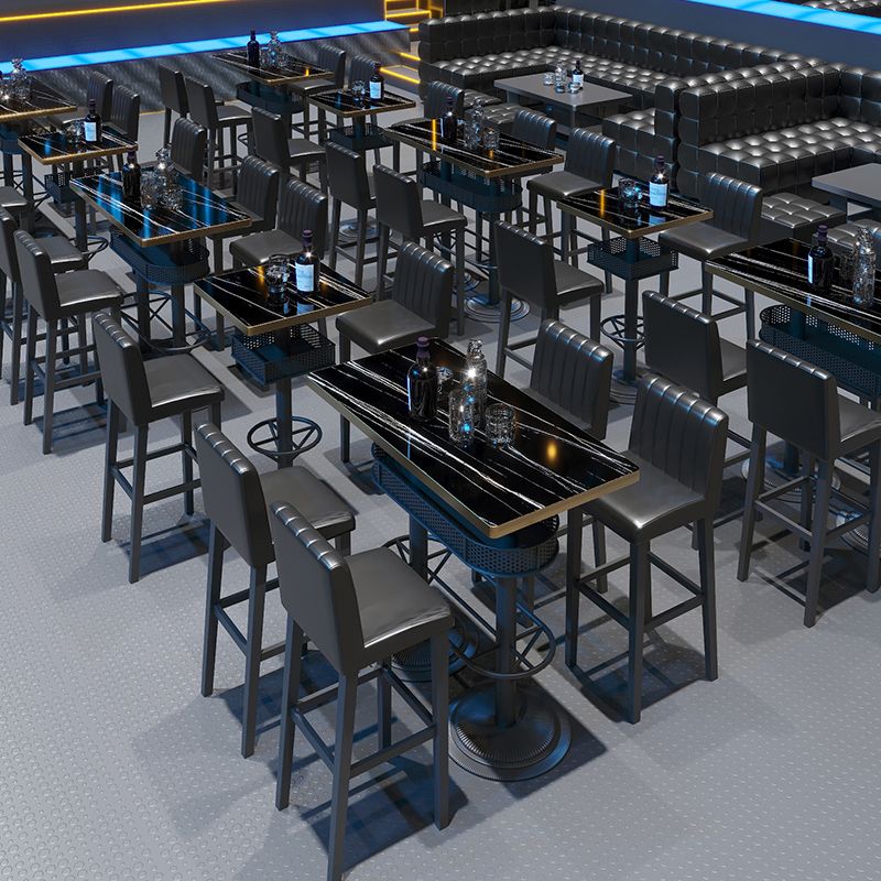 Industrial Style Bar Height Table Black Bar Dining Table with Storage Clearhalo 'Bar Furniture' 'Bar Tables' 'bar_tables' 'furn' 'furn_bar_tables' 'Furniture' 'Kitchen & Dining Furniture' 1200x1200_89301835-3e0f-445e-be0b-b0443595d68d