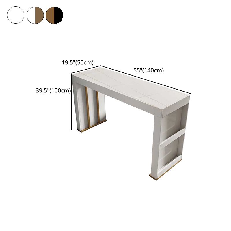 Stone Bar Dining Table Modern Bar Table with Double Pedestal for Dining Room Clearhalo 'Bar Furniture' 'Bar Tables' 'bar_tables' 'furn' 'furn_bar_tables' 'Furniture' 'furniture_bar_tables' 'Kitchen & Dining Furniture' 1200x1200_8931983e-9a9e-4fab-b560-8a50b2f55575