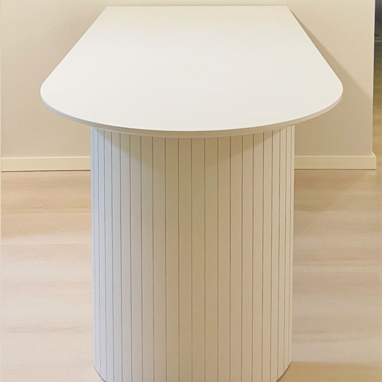 Modern Pine Wood Table for Restaurant White Oval Table with Double Pedestal Clearhalo 'Dining Tables & Seating' 'Dining Tables' 'dining_table' 'furn' 'furn_dining_table' 'Furniture' 'Kitchen & Dining Furniture' 1200x1200_8935415e-7cdd-41d6-9c9d-d35335da2597