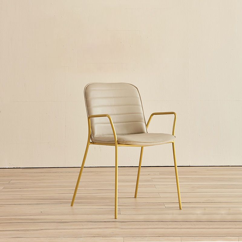 Glam Style Faux Leather Chair Arm Side Chairs with Metal Legs for Home Use Clearhalo 'Dining Chairs' 'Dining Tables & Seating' 'dining_chair' 'furn' 'furn_dining_chair' 'Furniture' 'Kitchen & Dining Furniture' 1200x1200_89388606-820c-402f-bf24-1b86007ee905