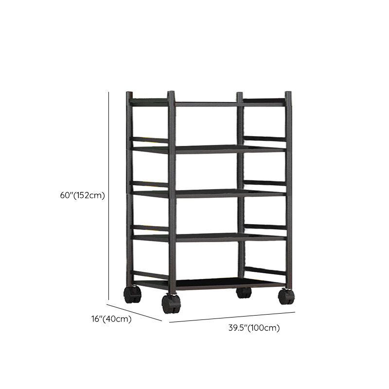 モダンなダイニングルーム準備テーブルロッキングホイール付きブラックキッチントロリー