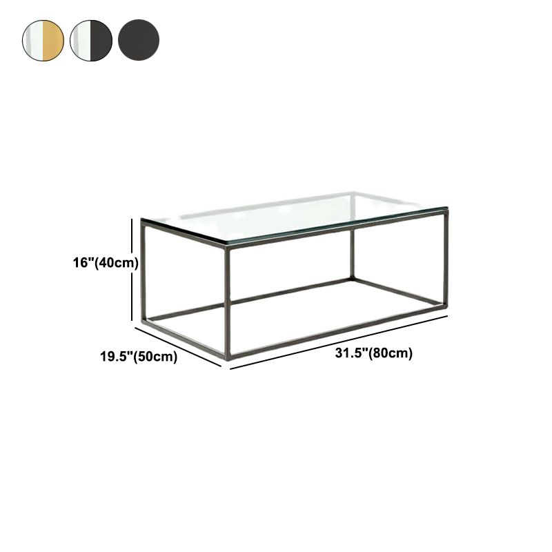 17.7" Tall Modern Steel Frame Base Glass Rectangular Table Top Coffee Table Clearhalo 'Coffee & Accent Tables' 'Coffee Tables' 'coffee_tables' 'furn' 'furn_coffee_tables' 'Furniture' 'furniture_coffee_tables' 'Living Room Furniture' 1200x1200_8938cfe8-15f9-468f-bf4b-6d0a0b9a7c00