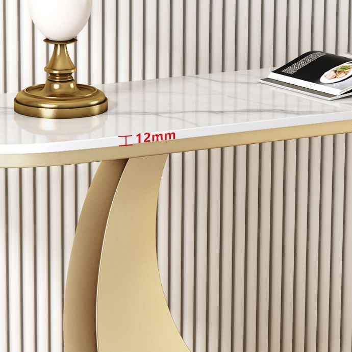 Stone Half Moon Accent Table 1-shelf 11.81" Wide Console Table for Hall Clearhalo 'Console Tables' 'console_tables' 'Entry & Mudroom Furniture' 'furn' 'furn_console_tables' 'Furniture' 1200x1200_89397283-9d08-4854-a2fd-9b35e09cb1e0