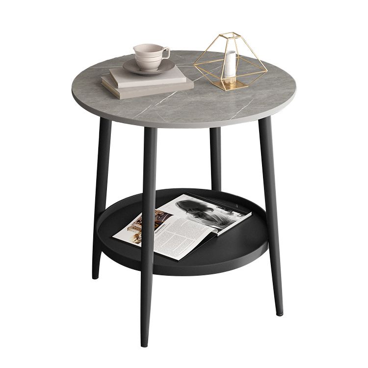 4 Legs Round Side Table Modern  Slate Sofa Corner Table with Storage