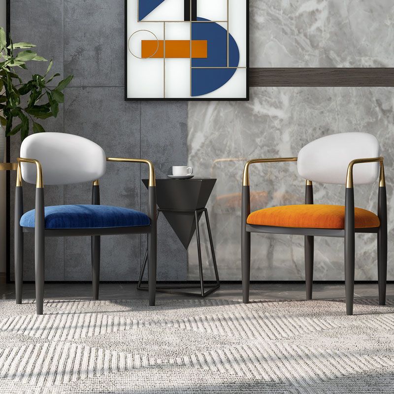 Restaurant Contemporary Upholstered Arm Chair Matte Finish Open Back Dining Chair Clearhalo ' kitchen&dining_furn' 'Dining Chairs' 'Dining Tables & Seating' 'dining_chair' 'furn' 'furn_dining_chair' 'Furniture' 'furniture_dining_chair' 'Kitchen & Dining Furniture' 'kitchen' 1200x1200_893d3748-7588-40f8-8b22-6514b413ff98