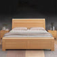 Cama de trineo de madera natural escandinavo con cabecera rectangular