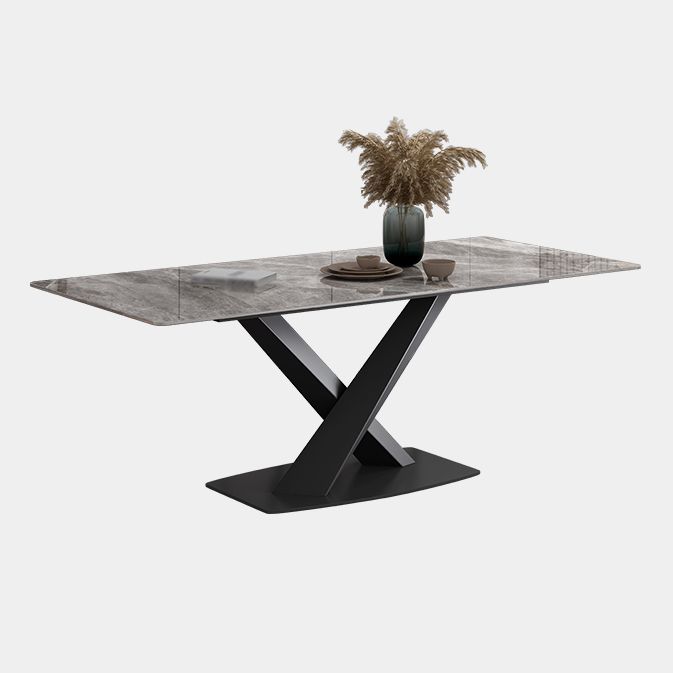 Simple Gray Sintered Stone Dining Table Kitchen Standard Dining Table with Pedestal Base Clearhalo ' dining_table' 'Dining Tables & Seating' 'Dining Tables' 'furn' 'furn_dining_table' 'Furniture' 'furniture_dining_table' 'Kitchen & Dining Furniture' 'kitchen&dining_furn' 'kitchen' 'kitchen_dining_table' 1200x1200_89410f48-a4ec-4e6c-9a8e-2f43e8916103