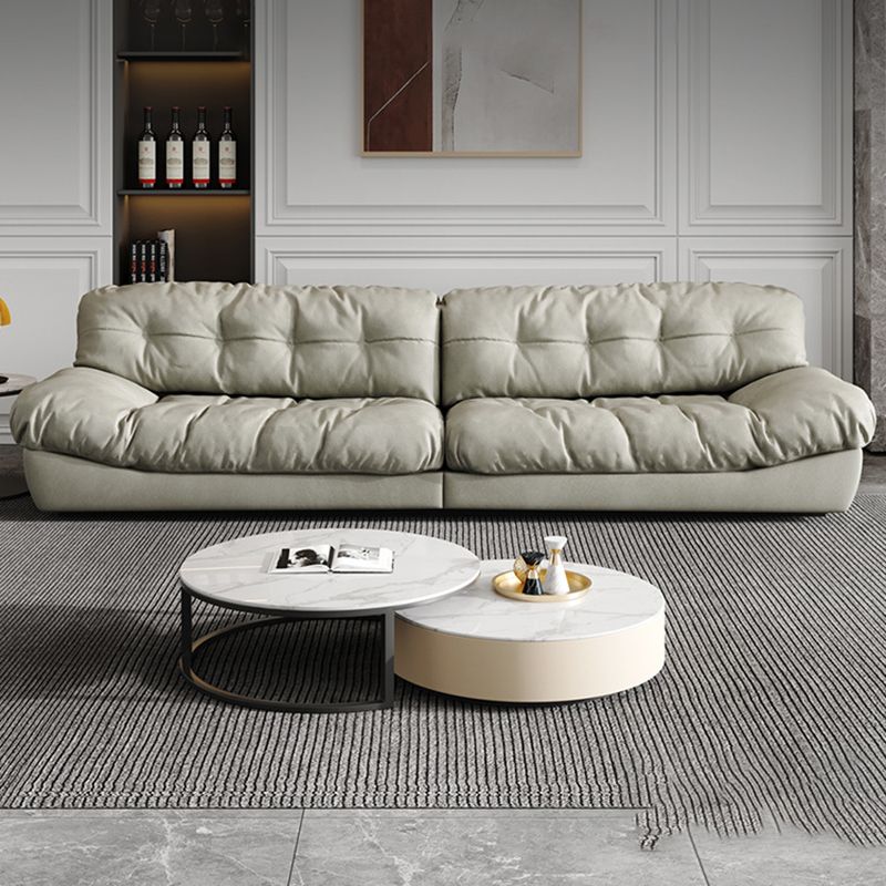 Modern Style Sofa with Pillow Back Sponge Cushion Frosted Velvet & Imitation Leather Clearhalo 'furn' 'furn_sofas' 'Furniture' 'furniture_sofas' 'kitchen' 'kitchen_sofas' 'Living Room Furniture' 'Sofa' 'sofas' 1200x1200_8947af77-fd86-43c1-8cd3-18c8eea49f5e