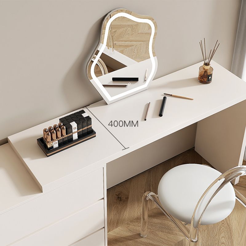 Contemporary Bedroom With Drawer White Solid Wood Lighted Mirror Dressing Table Clearhalo 'Bedroom Furniture' 'furn' 'furn_makeup_vanities' 'Furniture' 'Makeup Vanities' 'makeup_vanities' 1200x1200_8947febd-3d41-4388-8a46-b40c86530e70