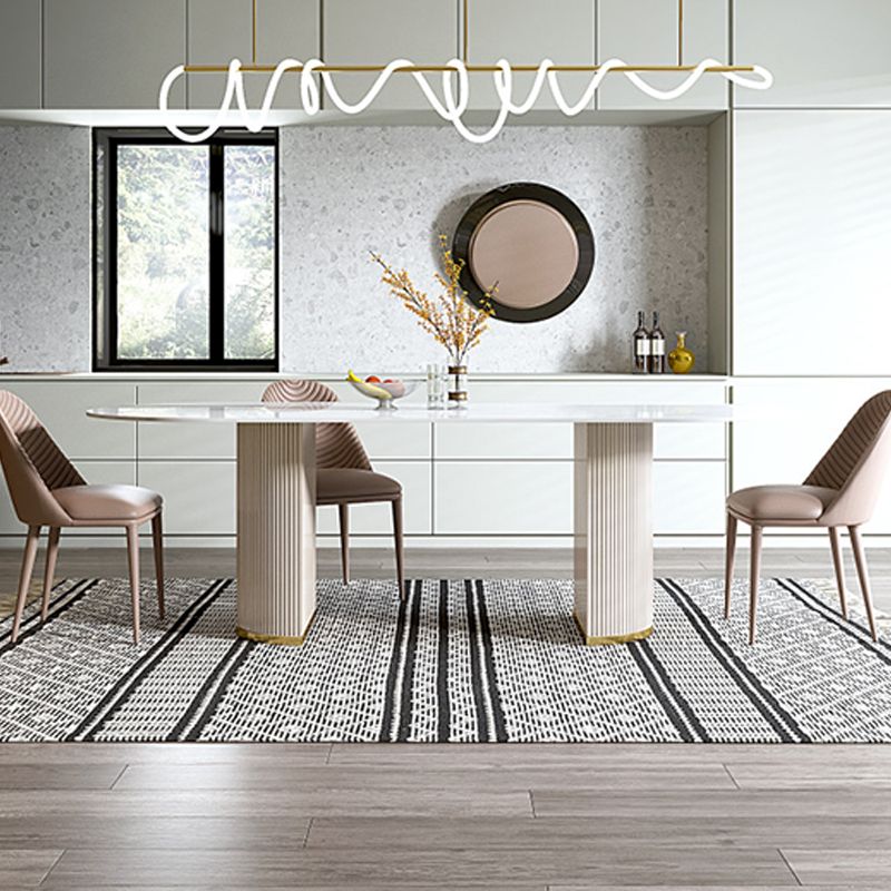 Modern Sintered Stone Table Dining Rectangle Table with Metal Legs for Kitchen Clearhalo 'Dining Tables & Seating' 'Dining Tables' 'dining_table' 'furn' 'furn_dining_table' 'Furniture' 'Kitchen & Dining Furniture' 1200x1200_894950b4-745d-47df-87db-5f8e5b4201ab