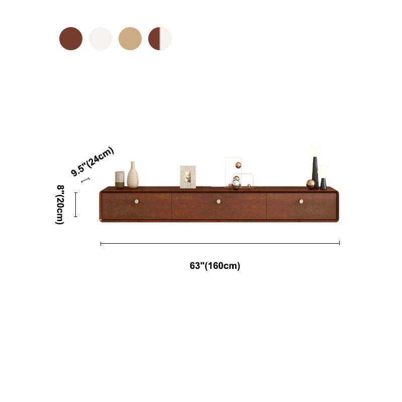 Consola de televisión moderna montada en la pared de soporte de televisión de madera maciza con cajones y puertas