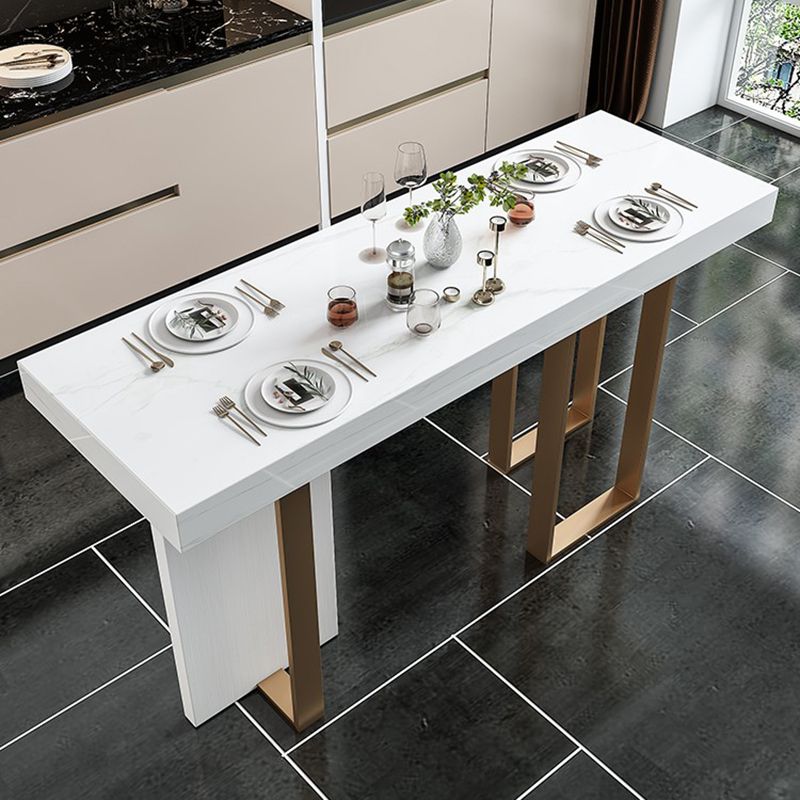 Juego de pub rectangular de estilo contemporáneo Juego de comedor de pub de mármol sintético de 1/5 piezas