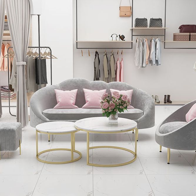 Sofá de terciopelo contemporáneo con brazo inclinado y espalda apretada para apartamento