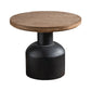 Wood Pedestal Side Table Rustic Round End Table in Distressed Finish