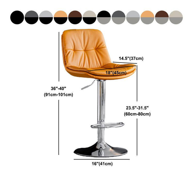 Modern Metal Stool Faux Leather Footrest Stool Adjustable Height in Matte Finish Clearhalo 'Bar Furniture' 'Bar Stools' 'bar_stools' 'furn' 'furn_bar_stools' 'Furniture' 'Kitchen & Dining Furniture' 1200x1200_894b5009-d5ed-40f6-bb43-88fa6711daea