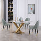 Metal Traditional Luxury Rectangle Dining Table Sintered Stone Top Table with Pedestal