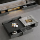 Single Coffee Table Rectangle Stone Cocktail Table with 4 Drawers