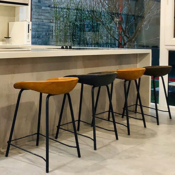 Industrial Matte Finish Leather Barstool Living Room Low Back Stool Clearhalo 'Bar Furniture' 'Bar Stools' 'bar_stools' 'furn' 'furn_bar_stools' 'Furniture' 'furniture_bar_stools' 'Kitchen & Dining Furniture' 1200x1200_894de84c-0386-4563-ad72-ca672e9ea7ea