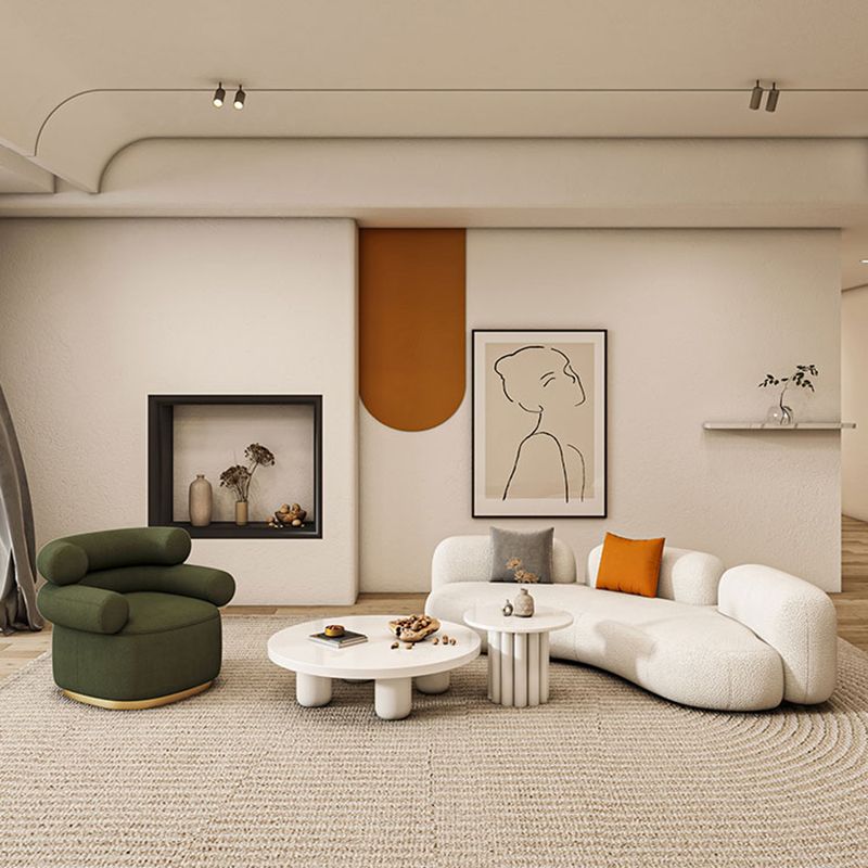 Solid Wood 4 Legs Coffee Table Round Minimalist Coffee Table