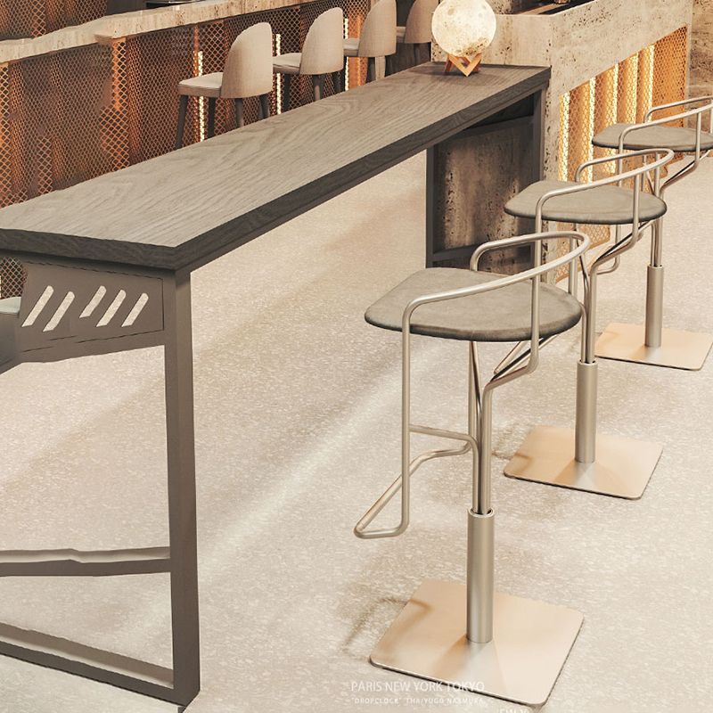 Industrial Rectangle Bistro Bar Desk Solid Wood Bistro Table with Double Pedestal Clearhalo 'Bar Furniture' 'Bar Tables' 'bar_tables' 'furn' 'furn_bar_tables' 'Furniture' 'Kitchen & Dining Furniture' 1200x1200_89508ddc-a79c-4073-97d4-591eb57292b0