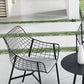 Industrial Home Patio Dining Chair Metal Slat Back in Black Chair