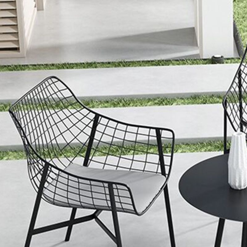 Industrial Home Patio Dining Chair Metal Slat Back in Black Chair