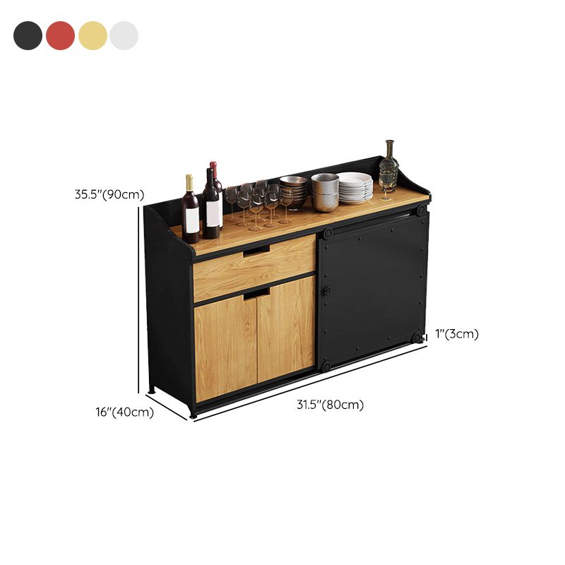 Server da pranzo in legno ingegnerizzato Antique Finitura 1-Drawer Sideboard con spazio di archiviazione aperta