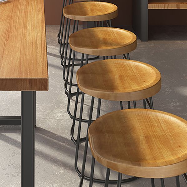 Contemporary Dining Stools Solid Wood Bar Stools with Footrest