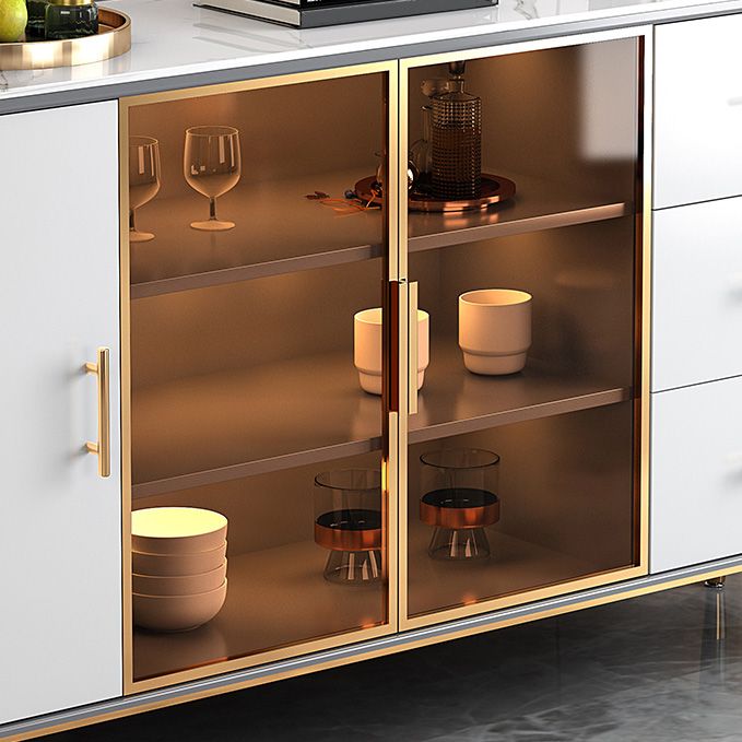 Portes de verre en pierre de buffre glamour avec armoire et tiroirs