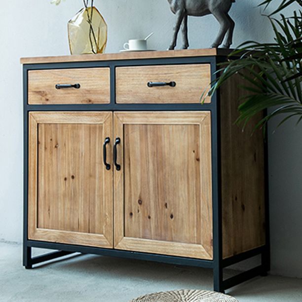 Industrial Natural Solid Wood Cabinet with Shelf and 2 Doors Clearhalo 'Cabinets & Chests' 'cabinets_chests' 'furn' 'furn_cabinets_chests' 'Furniture' 'Living Room Furniture' 1200x1200_895585c4-5b99-41dc-bbd9-ef8f1941ca53