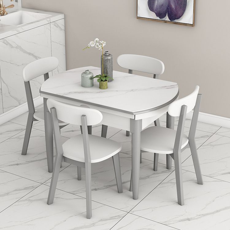 Slate and Wood Table Contemporary Retractable Round Dining Table Clearhalo 'Dining Tables & Seating' 'Dining Tables' 'dining_table' 'furn' 'furn_dining_table' 'Furniture' 'Kitchen & Dining Furniture' 1200x1200_8955ebee-ac35-43c2-8357-53fbc19cfaaf