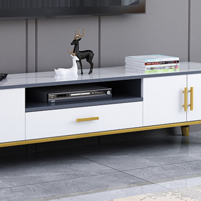 Gorgeous TV Stand Console With Record Storage , Glass and Wood TV Stand in Grey / White Clearhalo 'furn' 'furn_tv_stands_entertainment_centers' 'Furniture' 'Living Room Furniture' 'TV Stands & Entertainment Centers' 'TV Stands & Media Storage Furniture' 'tv_stands_entertainment_centers' 1200x1200_8958a976-b597-4df2-a955-ff2781257927
