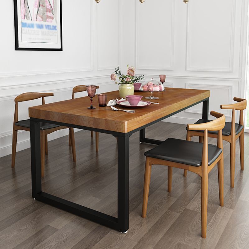 Natural and Black Dining Site Table Industrial Wood and Metal Dining Table Clearhalo 'Dining Tables & Seating' 'Dining Tables' 'dining_table' 'furn' 'furn_dining_table' 'Furniture' 'furniture_dining_table' 'Kitchen & Dining Furniture' 1200x1200_895908a7-8554-4872-9d2f-d7a62c774b40