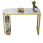 Glam Faux Marble Bistro Table Gold Iron Double Pedestal Bar Dining Table with 3-Shelf Clearhalo 'Bar Furniture' 'Bar Tables' 'bar_tables' 'furn' 'furn_bar_tables' 'Furniture' 'furniture_bar_tables' 'Kitchen & Dining Furniture' 1200x1200_895c46a0-7f78-4215-b573-b2c6c2fcdb61