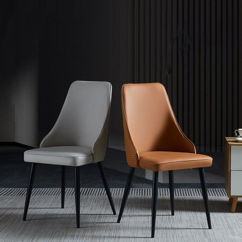 Sedia imbottita sala da pranzo industriale in pelle finta sedia parsons