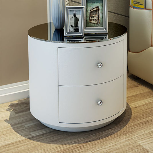 Falta cama de madera de madera de la cama de acento moderno de la mesa con 2 cajones