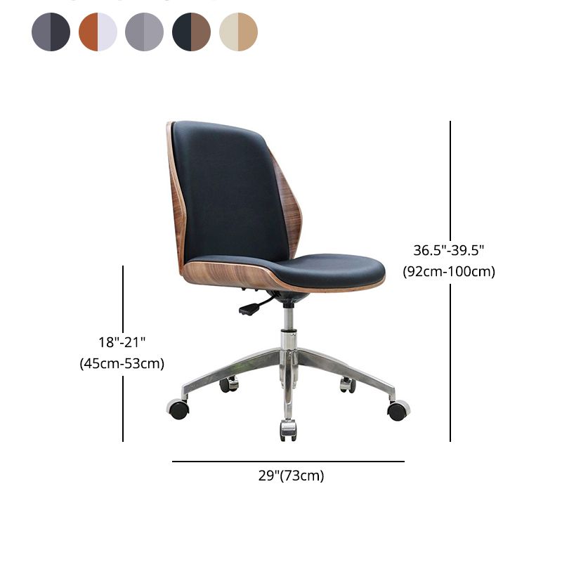 Faux Leather Adjustable Task Chair Silver Metal Base Contemporary Office Chair Clearhalo 'furn' 'furn_office_chair' 'Furniture' 'Office Chairs' 'Office Furniture' 'office_chair' 1200x1200_895f5065-b7cc-4a51-9f06-5e461c9ad603