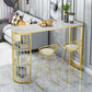 Glam Juego de mesa de bar de 1/3 piezas, mesa de mostrador de piedra con taburetes altos para sala de estar