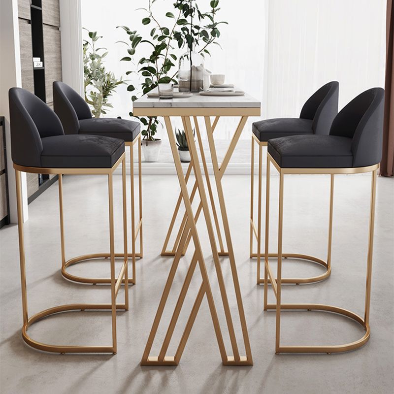 Glam Bar-height Table Faux Marble Top Bistro Pub Table with Gold Base Clearhalo 'Bar Furniture' 'Bar Tables' 'bar_tables' 'furn' 'furn_bar_tables' 'Furniture' 'Kitchen & Dining Furniture' 1200x1200_89606987-7603-4cd2-9aff-681334d2fd04