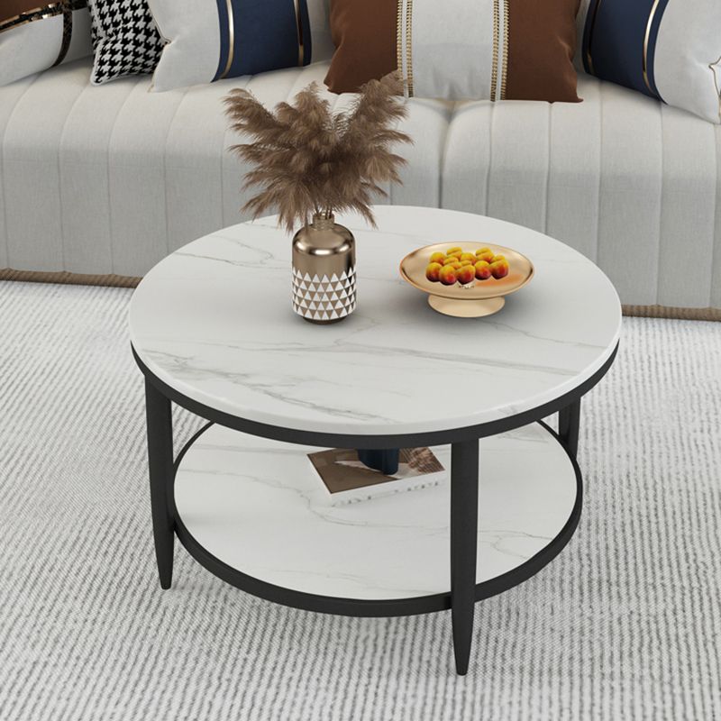 Slate Round Coffee Table Glam 4 Legs Coffee Table with Storage Clearhalo 'Coffee & Accent Tables' 'Coffee Tables' 'coffee_tables' 'furn' 'furn_coffee_tables' 'Furniture' 'Living Room Furniture' 1200x1200_8960a09c-29f5-4ecf-b5b5-cb3784be8288