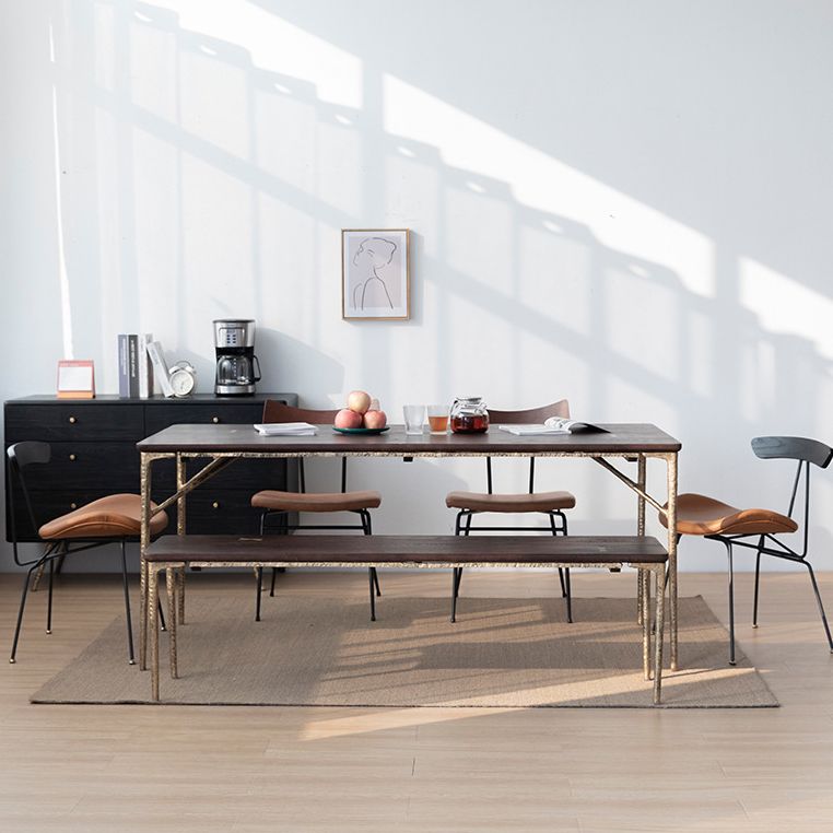 Traditional Luxury Dining Table Rectangle Solid Wood Dining Table with Metal Base Clearhalo 'Dining Tables & Seating' 'Dining Tables' 'dining_table' 'furn' 'furn_dining_table' 'Furniture' 'furniture_dining_table' 'Kitchen & Dining Furniture' 'kitchen' 'kitchen_dining_table' 1200x1200_89618526-c25b-4e22-9bf3-dbb782df9675