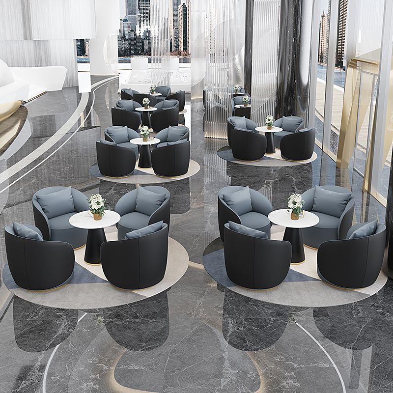 Faux Leather Arm Chair 30.70" High Recessed Arms Accent Chair