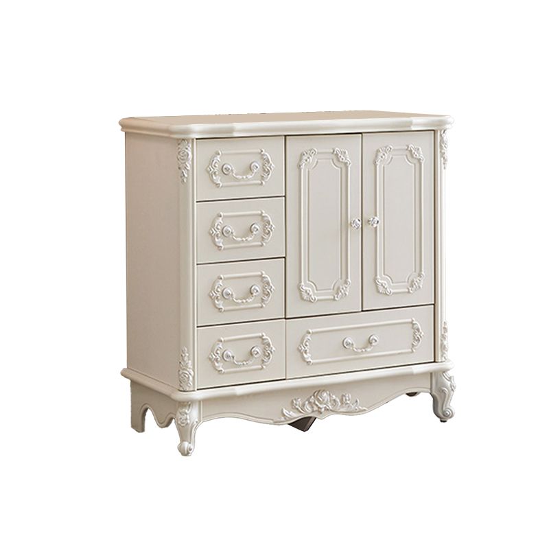 38.58"/49.21" Tall White Wooden Cabinet, Rectangle Accent Cabinet with Drawers Clearhalo 'Cabinets & Chests' 'cabinets_chests' 'furn' 'furn_cabinets_chests' 'Furniture' 'Living Room Furniture' 1200x1200_8962f577-8667-45ca-9e8d-086fa6b44cfe