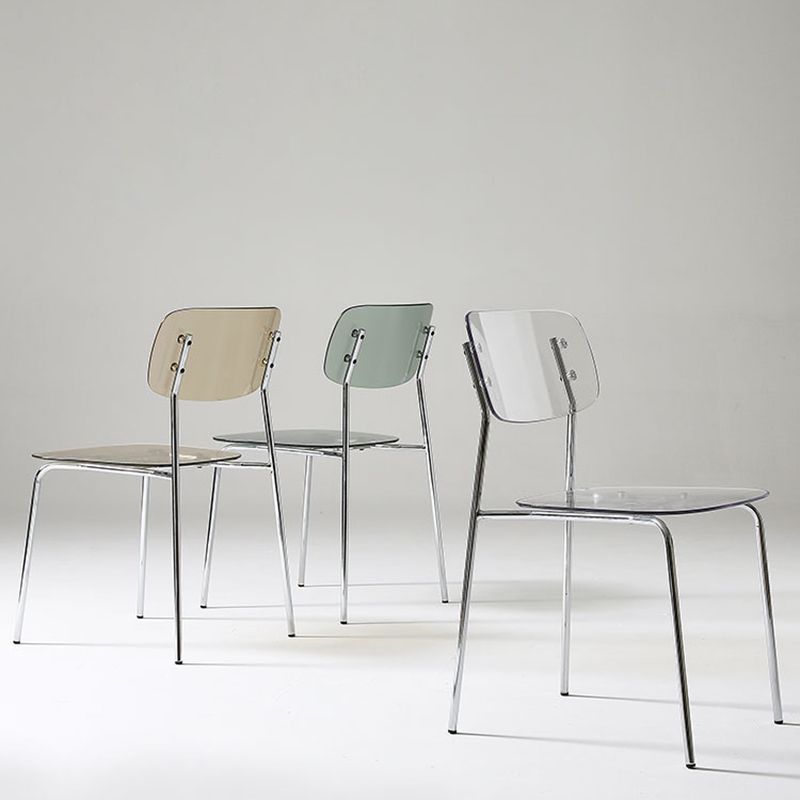 Chaise de salle à manger sans bras industrielle Plastique ouverte de dossier arrière avec base en métal