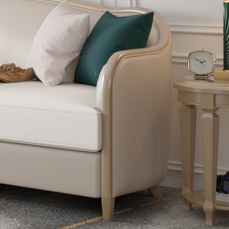 Canapé de faux cuir français avec pouf inclus dans le bois