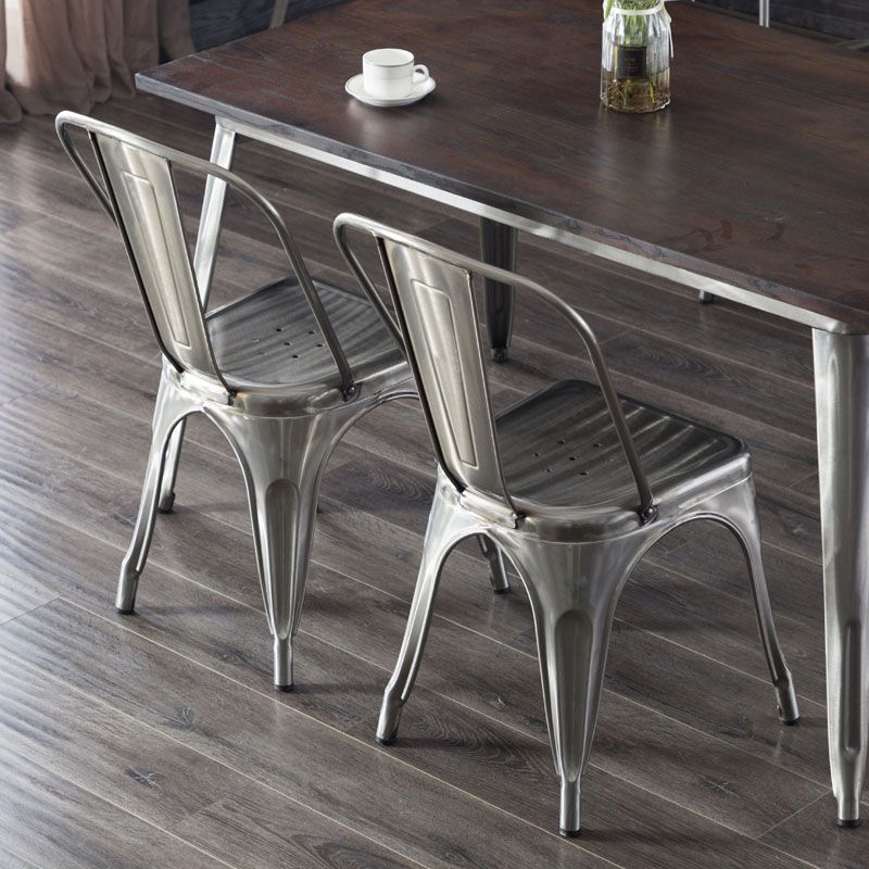 Industrial Dining Chair Slat Back Chair with 4 Metal Legs for Home Use Clearhalo ' kitchen&dining_furn' 'Dining Chairs' 'Dining Tables & Seating' 'dining_chair' 'furn' 'furn_dining_chair' 'Furniture' 'furniture_dining_chair' 'Kitchen & Dining Furniture' 'kitchen' 1200x1200_89653f28-6e7e-4f22-a695-ea2f262ea262